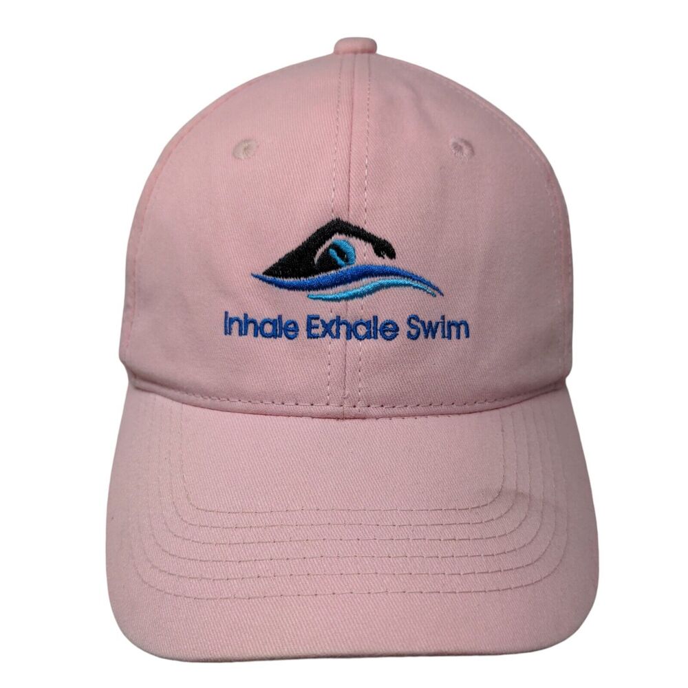 Inhale Exhale Swim Strapback Hat Pink One Size Embroidered George